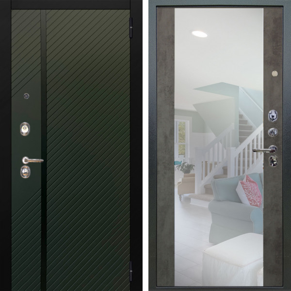 Входная дверь Аргус ЛЮКС 3К Ланцет Олива софт + Вояж Светлый бетон