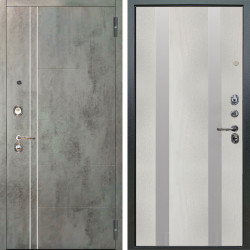 Входная дверь Аргус ЛЮКС 3К Лофт Темный бетон + Дуэт Белое дерево вставки Изабель