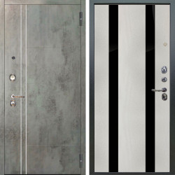 Входная дверь Аргус ЛЮКС 3К Лофт Темный бетон + Дуэт Белое дерево вставки Кензо