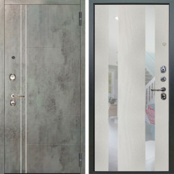 Входная дверь Аргус ЛЮКС 3К Лофт Темный бетон + Дуэт белое дерево вставки Николь