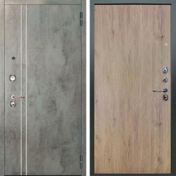 Входная дверь Аргус ЛЮКС 3К Лофт Темный бетон + Элегант Рустик соломенный