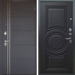 Входная дверь Аргус ЛЮКС 3К Лофт Венге горизонт + Могадиш Черный софт