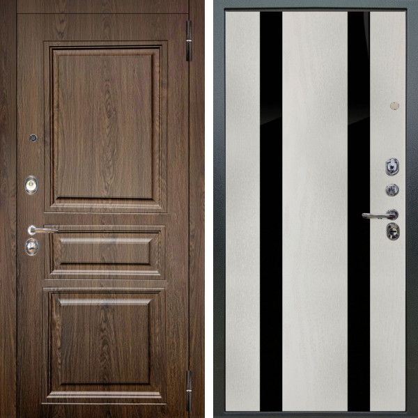 Входная дверь Аргус ЛЮКС 3К Магистр Дуб кантри + Дуэт Белое дерево вставки Кензо