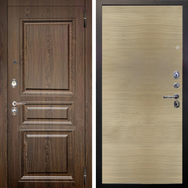 Входная дверь Аргус ЛЮКС 3К Магистр Дуб кантри + Элегант Дорс светлый горизонт