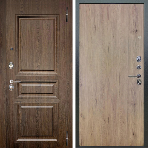 Входная дверь Аргус ЛЮКС 3К Магистр Дуб кантри + Элегант Рустик соломенный