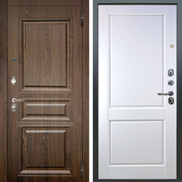 Входная дверь Аргус ЛЮКС 3К Магистр Дуб кантри + Соренто Белая эмаль