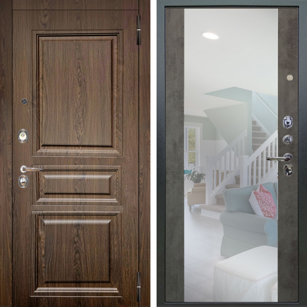 Входная дверь Аргус ЛЮКС 3К Магистр Дуб кантри + Вояж Светлый бетон