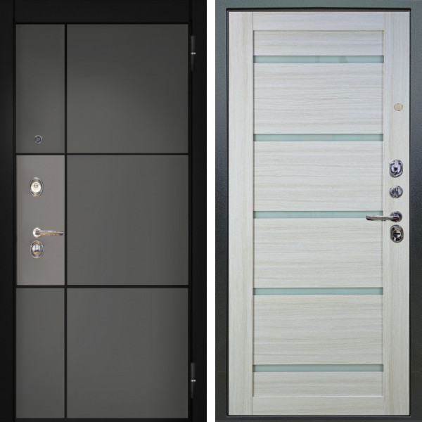 Входная дверь Аргус ЛЮКС 3К Мичиган Силк титан силк муссон + Александра Белая лиственница