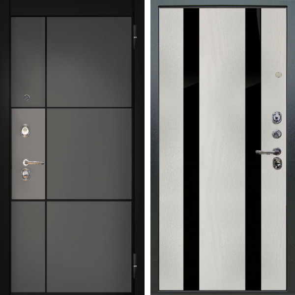 Входная дверь Аргус ЛЮКС 3К Мичиган Силк титан силк муссон + Дуэт Белое дерево вставки Кензо