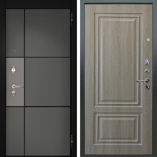 Входная дверь Аргус ЛЮКС 3К Мичиган Силк титан силк муссон + Элион Дуб филадельфия крем
