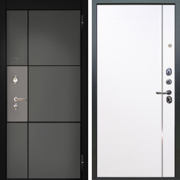 Входная дверь Аргус ЛЮКС 3К Мичиган Силк титан силк муссон + Гауда Роял вуд белый