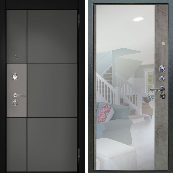 Входная дверь Аргус ЛЮКС 3К Мичиган Силк титан силк муссон + Магнум Светлый бетон