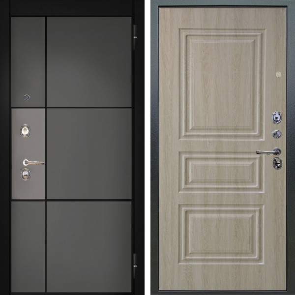 Входная дверь Аргус ЛЮКС 3К Мичиган Силк титан силк муссон + Скиф Дуб филадельфия крем