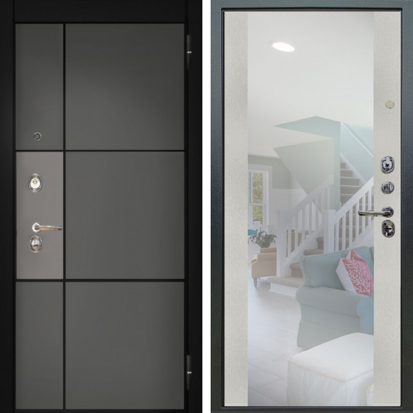 Входная дверь Аргус ЛЮКС 3К Мичиган Силк титан силк муссон + Вояж Белое дерево