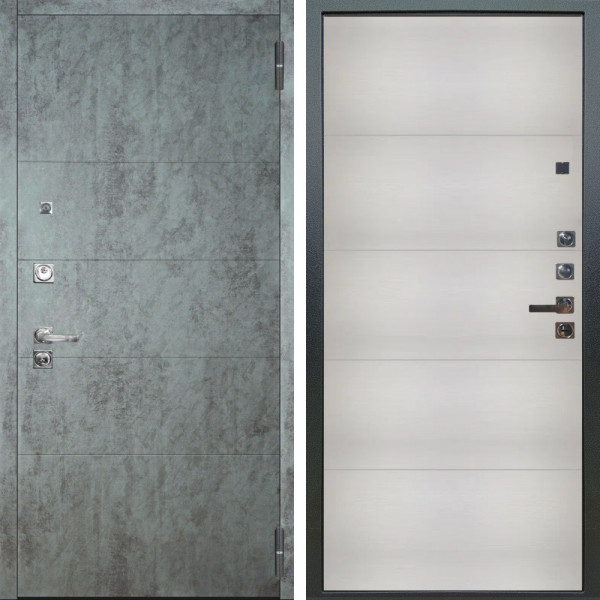 Входная дверь Аргус ЛЮКС 3К ПРО Агат Темный бетон + Агат Вельвет белый горизонт