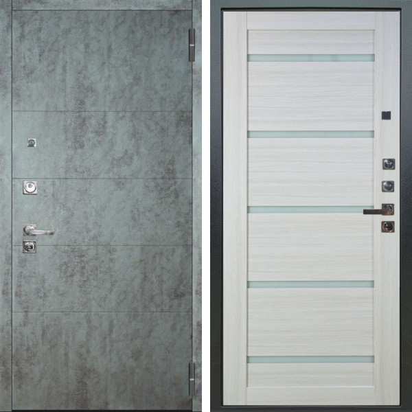 Входная дверь Аргус ЛЮКС 3К ПРО Агат Темный бетон + Александра Белая лиственница