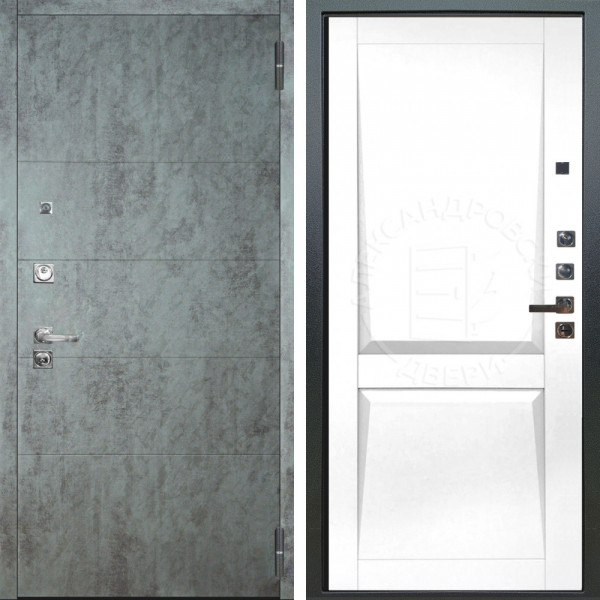 Входная дверь Аргус ЛЮКС 3К ПРО Агат Темный бетон + Ариана Белая эмаль