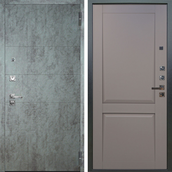 Входная дверь Аргус ЛЮКС 3К ПРО Агат Темный бетон + Ариана Серая эмаль