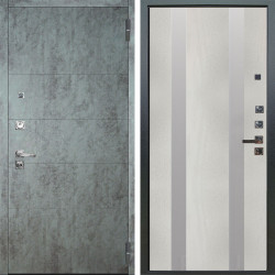 Входная дверь Аргус ЛЮКС 3К ПРО Агат Темный бетон + Дуэт Белое дерево вставки Изабель