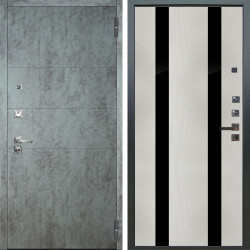 Входная дверь Аргус ЛЮКС 3К ПРО Агат Темный бетон + Дуэт Белое дерево вставки Кензо