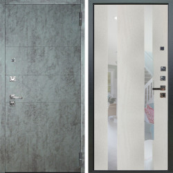 Входная дверь Аргус ЛЮКС 3К ПРО Агат Темный бетон + Дуэт Белое дерево вставки Николь