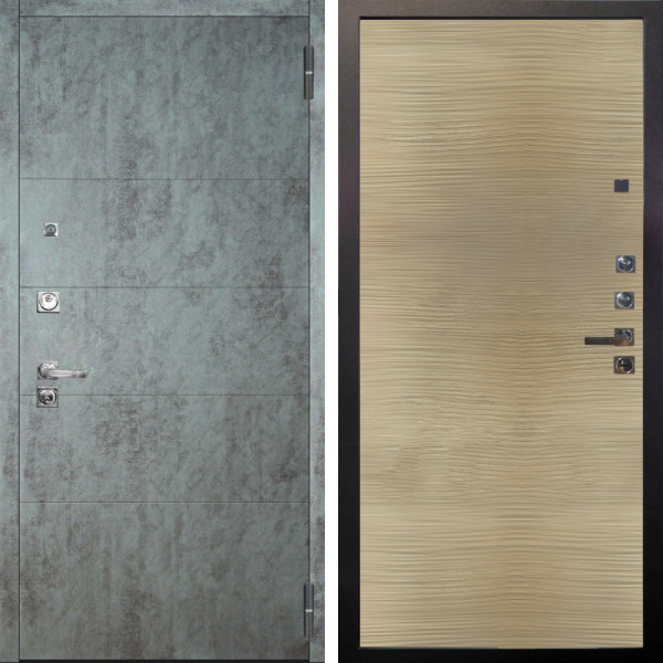 Входная дверь Аргус ЛЮКС 3К ПРО Агат Темный бетон + Элегант Дорс светлый горизонт