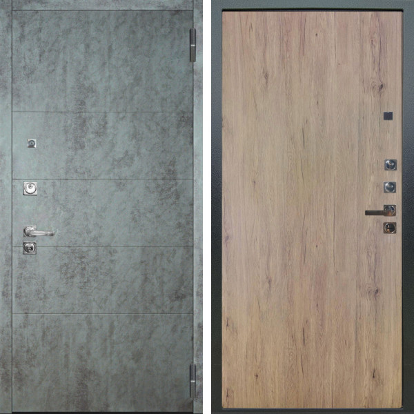 Входная дверь Аргус ЛЮКС 3К ПРО Агат Темный бетон + Элегант Рустик соломенный