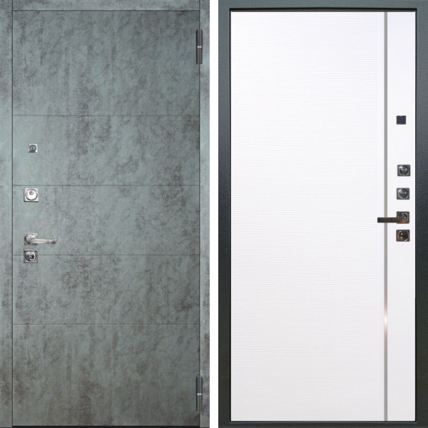 Входная дверь Аргус ЛЮКС 3К ПРО Агат Темный бетон + Гауда Роял вуд белый