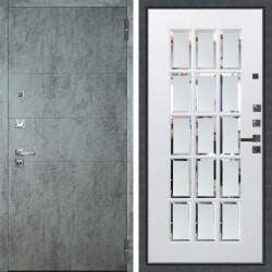 Входная дверь Аргус ЛЮКС 3К ПРО Агат Темный бетон + Мэрелин Софт милк с фацетом и пескоструем