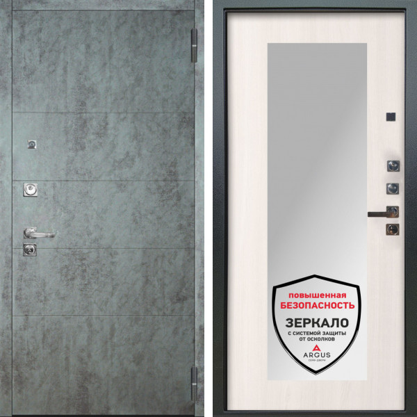 Входная дверь Аргус ЛЮКС 3К ПРО Агат Темный бетон + Милли Ларче светлый