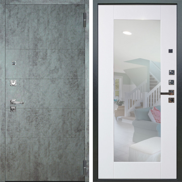 Входная дверь Аргус ЛЮКС 3К ПРО Агат Темный бетон + Милли Роял вуд белый