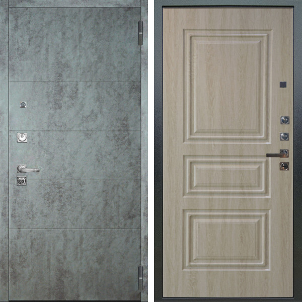Входная дверь Аргус ЛЮКС 3К ПРО Агат Темный бетон + Скиф Дуб филадельфия крем
