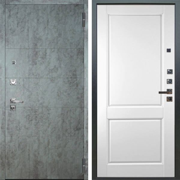 Входная дверь Аргус ЛЮКС 3К ПРО Агат Темный бетон + Соренто Белая эмаль