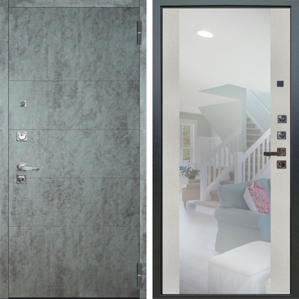 Входная дверь Аргус ЛЮКС 3К ПРО Агат Темный бетон + Вояж Белое дерево