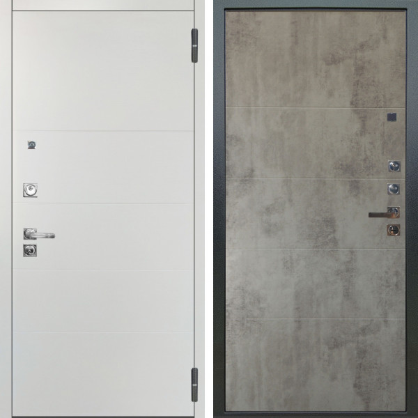 Входная дверь Аргус ЛЮКС 3К ПРО Агат Вельвет белый горизонт + Агат Светлый бетон