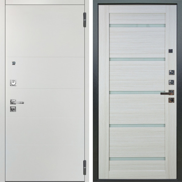 Входная дверь Аргус ЛЮКС 3К ПРО Агат Вельвет белый горизонт + Александра Белая лиственница