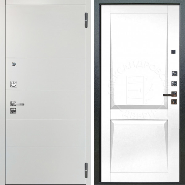 Входная дверь Аргус ЛЮКС 3К ПРО Агат Вельвет белый горизонт + Ариана Белая эмаль