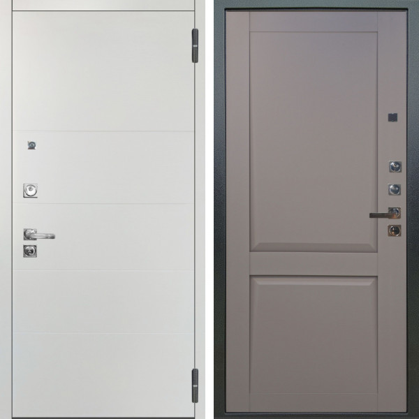 Входная дверь Аргус ЛЮКС 3К ПРО Агат Вельвет белый горизонт + Ариана Серая эмаль