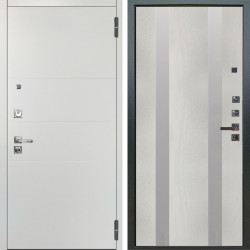 Входная дверь Аргус ЛЮКС 3К ПРО Агат Вельвет белый горизонт + Дуэт Белое дерево вставки Изабель