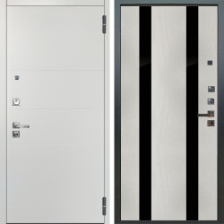 Входная дверь Аргус ЛЮКС 3К ПРО Агат Вельвет белый горизонт + Дуэт Белое дерево вставки Кензо