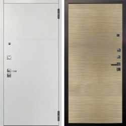 Входная дверь Аргус ЛЮКС 3К ПРО Агат Вельвет белый горизонт + Элегант Дорс светлый горизонт