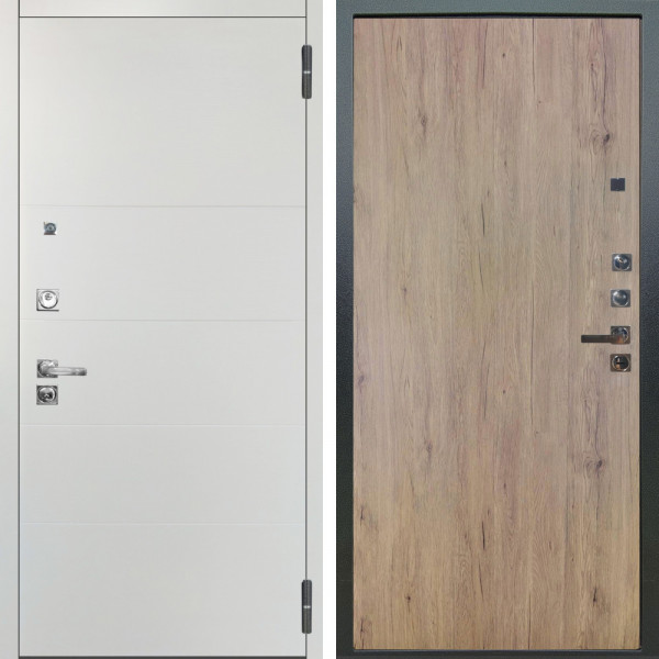 Входная дверь Аргус ЛЮКС 3К ПРО Агат Вельвет белый горизонт + Элегант Рустик соломенный