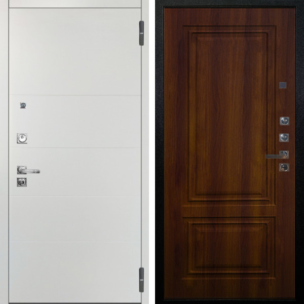Входная дверь Аргус ЛЮКС 3К ПРО Агат Вельвет белый горизонт + Элион Дуб рустикальный