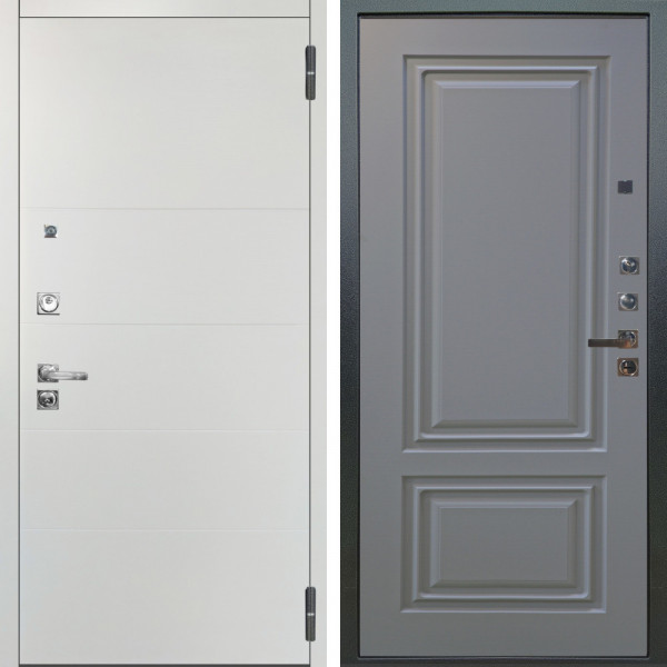 Входная дверь Аргус ЛЮКС 3К ПРО Агат Вельвет белый горизонт + Элион Силк маус