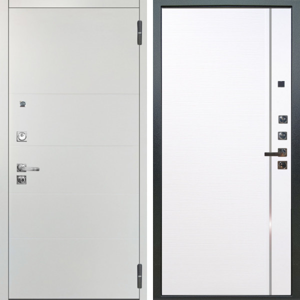 Входная дверь Аргус ЛЮКС 3К ПРО Агат Вельвет белый горизонт + Гауда Роял вуд белый