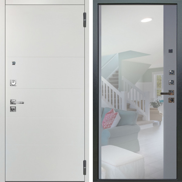 Входная дверь Аргус ЛЮКС 3К ПРО Агат Вельвет белый горизонт + Магнум Силк маус