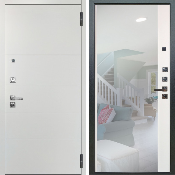 Входная дверь Аргус ЛЮКС 3К ПРО Агат Вельвет белый горизонт + Магнум Софт милк