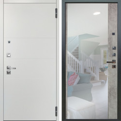 Входная дверь Аргус ЛЮКС 3К ПРО Агат Вельвет белый горизонт + Магнум Светлый бетон