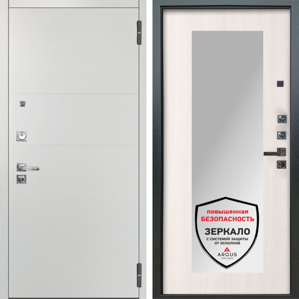 Входная дверь Аргус ЛЮКС 3К ПРО Агат Вельвет белый горизонт + Милли Ларче светлый