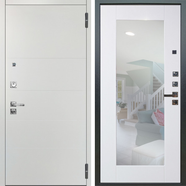 Входная дверь Аргус ЛЮКС 3К ПРО Агат Вельвет белый горизонт + Милли Роял вуд белый